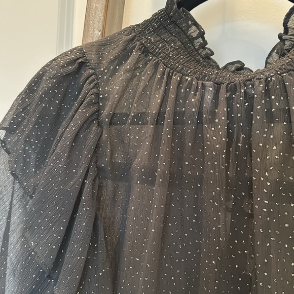 Zara Sheer Grey Sparkle Blouse Small NWT - Picture 8 of 13